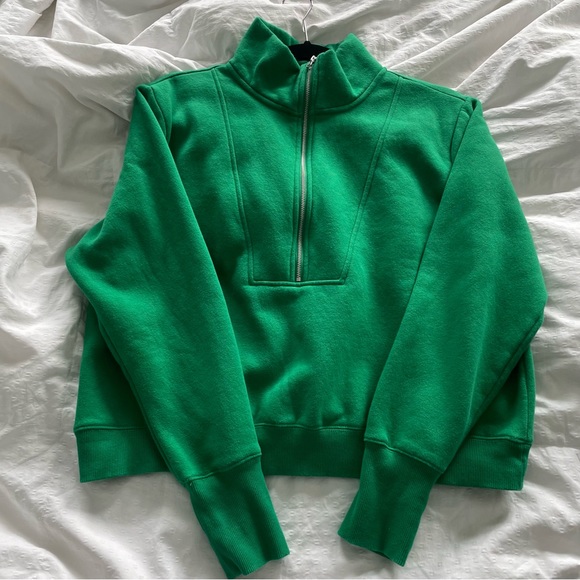 H&M Sweaters Green Half Zip With Silver Zipper Poshmark